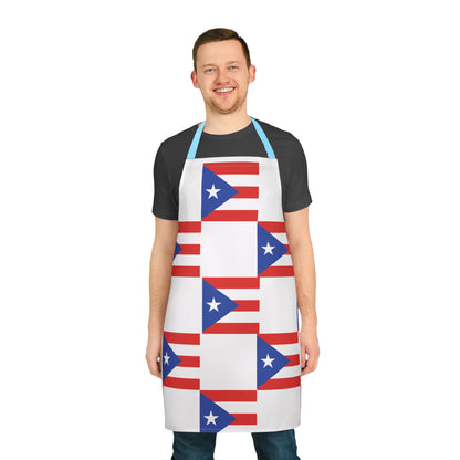 Puerto Rican Flag Apron with 5-Color Straps, Perfect for Cooking, Grilling, Gift for Him or Her, Holiday Celebrations