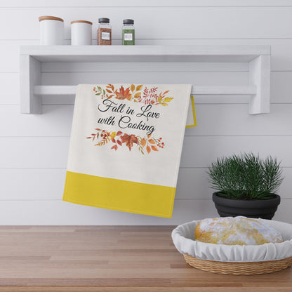 Fall in Love with Cooking Tea Towel — Autumn Leaf Kitchen Towel