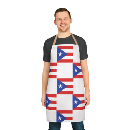 Puerto Rican Flag Apron with 5-Color Straps, Perfect for Cooking, Grilling, Gift for Him or Her, Holiday Celebrations