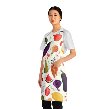 Vibrant Vegetable and Fruit Apron, Colorful Cooking Apron, Chef Gift, Kitchen Decor, Holiday Cooking Outfit, Foodie Gift