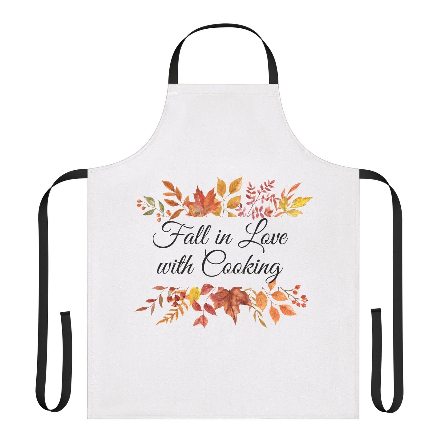 Fall in Love with Cooking Apron – Autumn Leaves Kitchen Decor, Thanksgiving Gift, Rustic Fall Baking & Cooking Apron (USA)