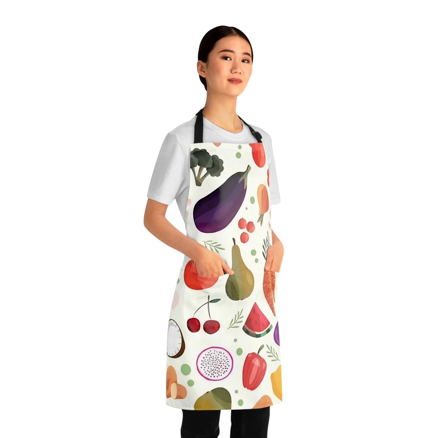 Vibrant Vegetable and Fruit Apron, Colorful Cooking Apron, Chef Gift, Kitchen Decor, Holiday Cooking Outfit, Foodie Gift