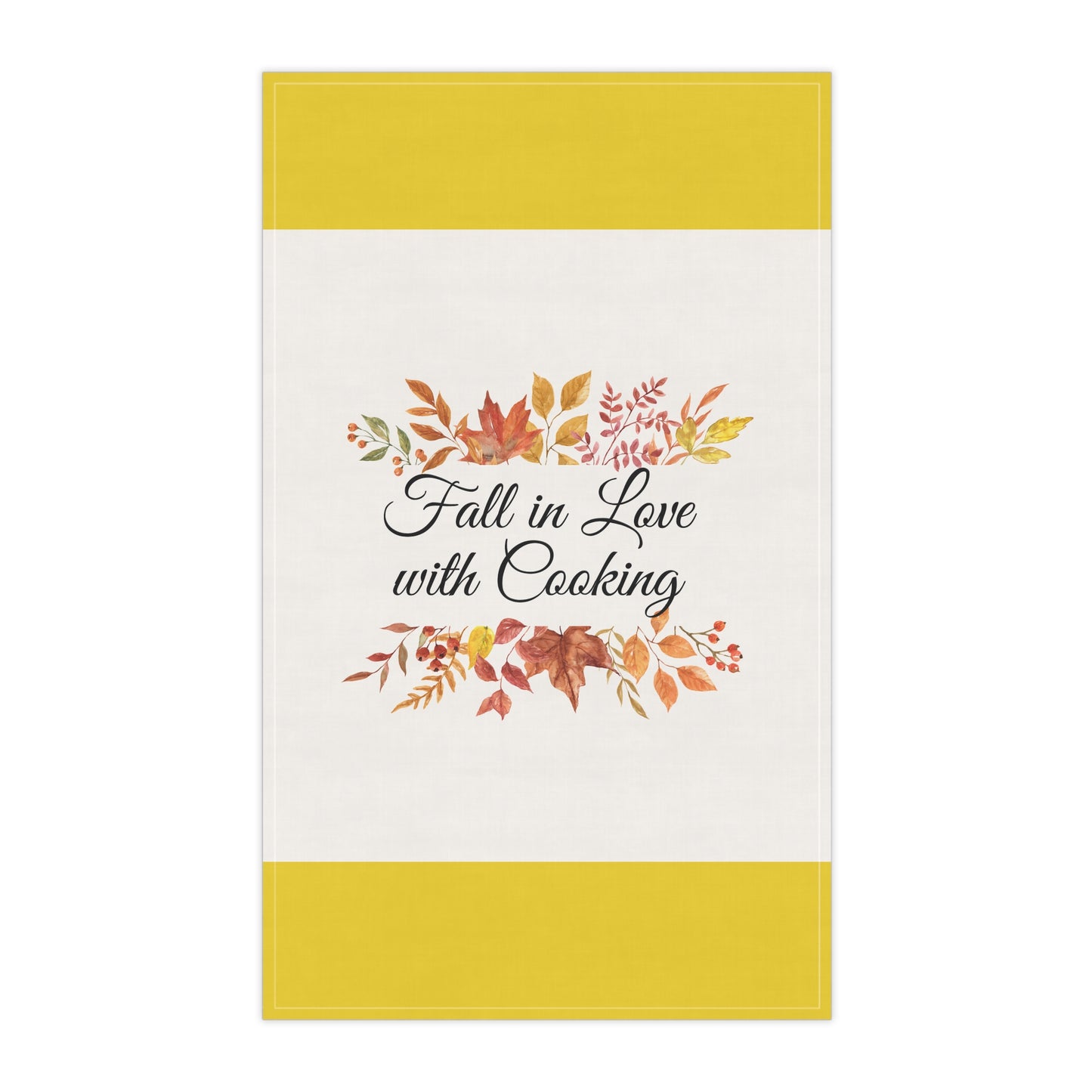Fall in Love with Cooking Tea Towel — Autumn Leaf Kitchen Towel