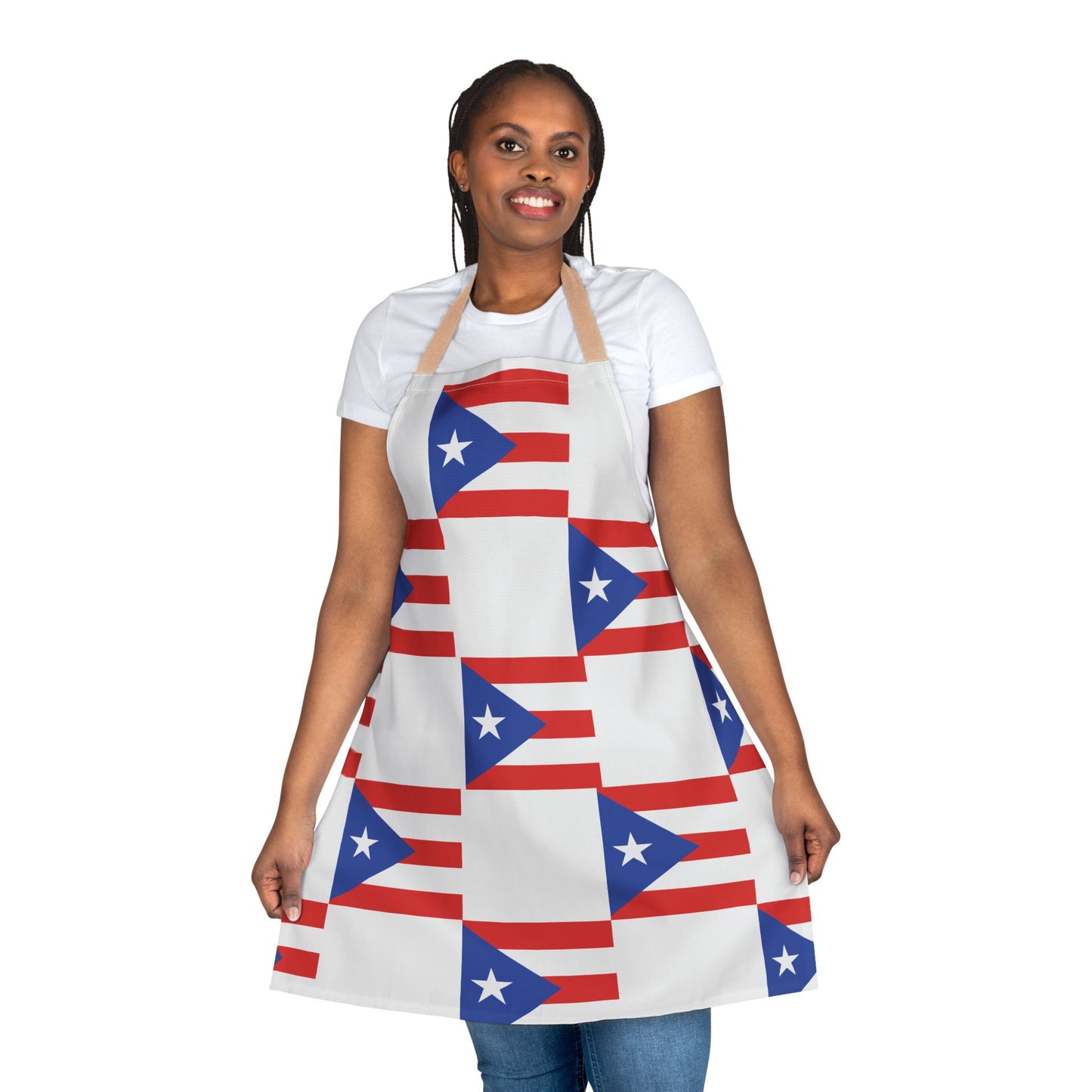 Puerto Rican Flag Apron with 5-Color Straps, Perfect for Cooking, Grilling, Gift for Him or Her, Holiday Celebrations
