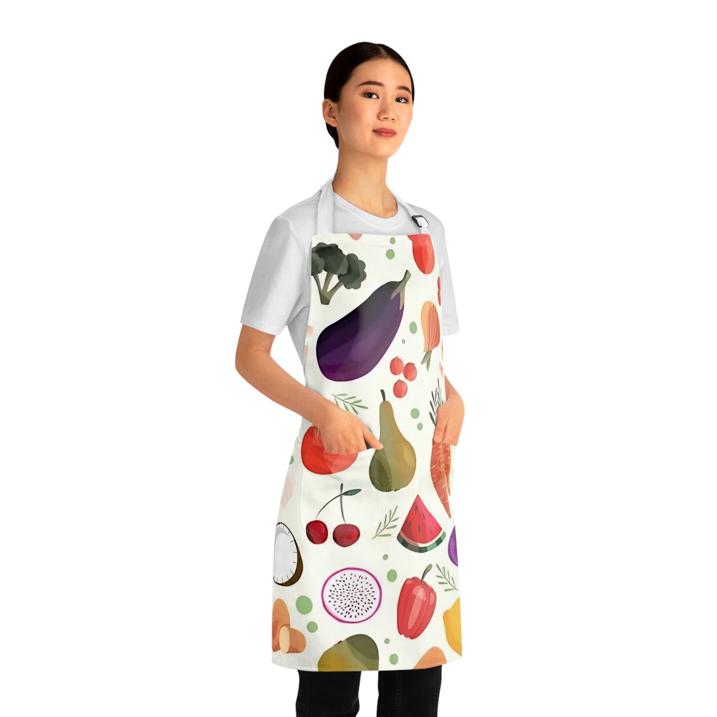 Vibrant Vegetable and Fruit Apron, Colorful Cooking Apron, Chef Gift, Kitchen Decor, Holiday Cooking Outfit, Foodie Gift