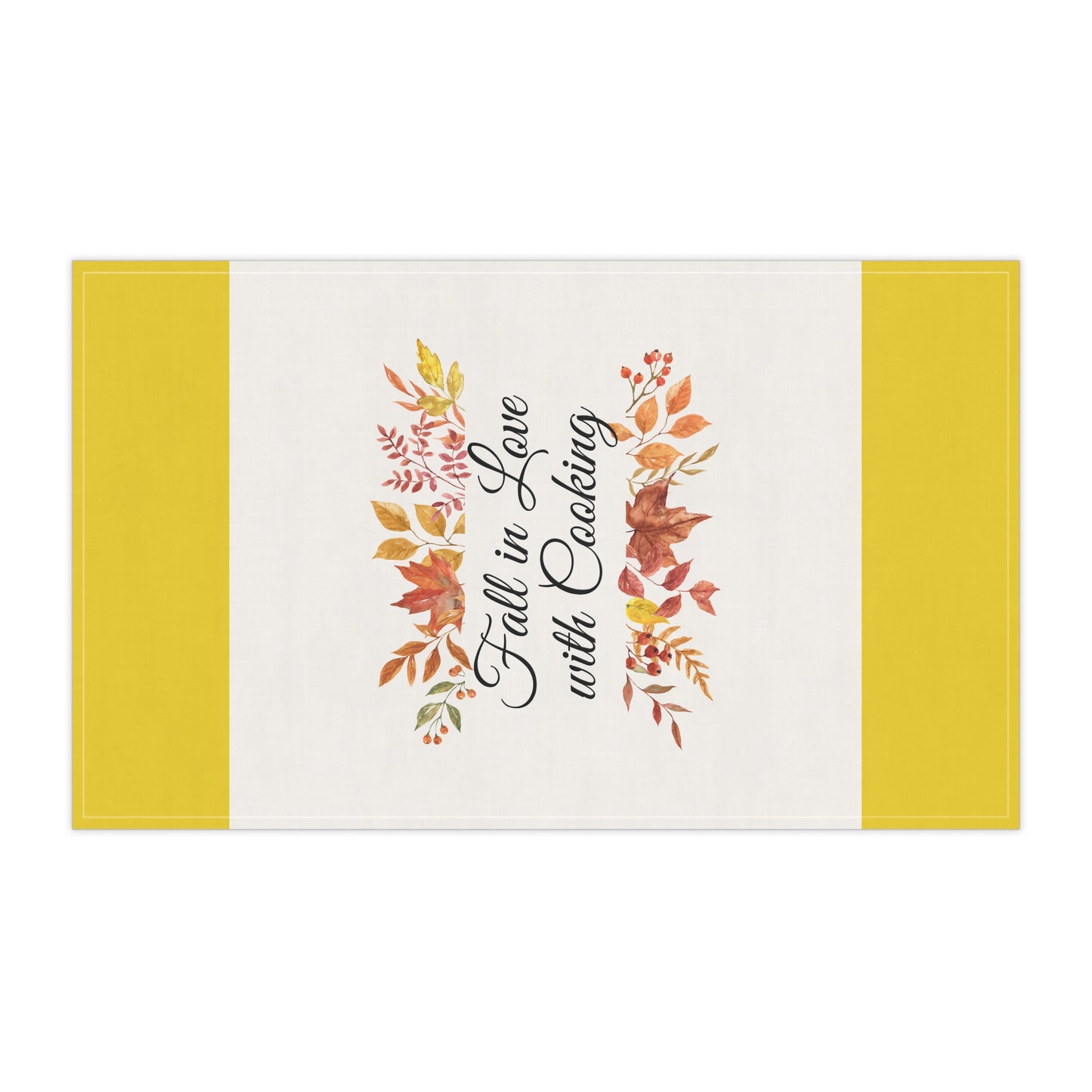 Fall in Love with Cooking Tea Towel — Autumn Leaf Kitchen Towel