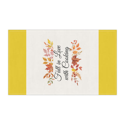 Fall in Love with Cooking Tea Towel — Autumn Leaf Kitchen Towel