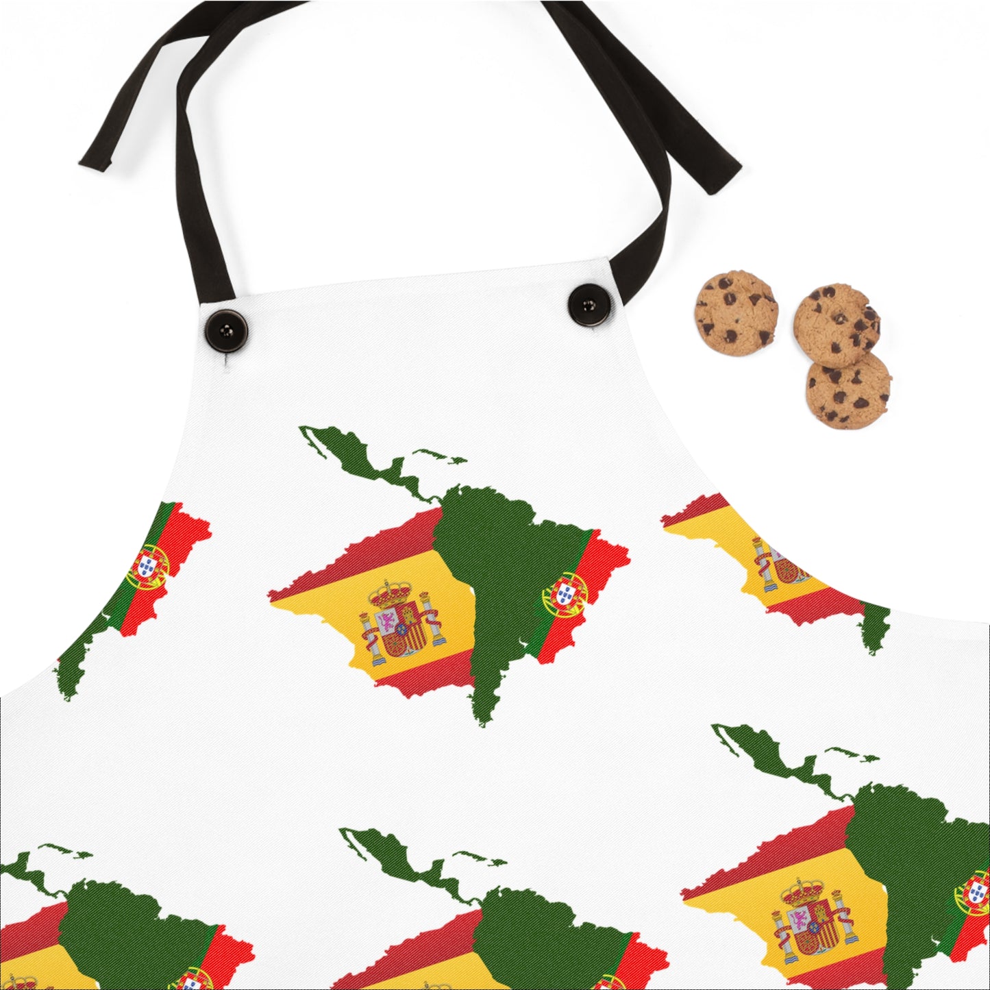 Vibrant Hispanic Chef Apron – Spain & Portugal Flag Design, Latin Heritage Kitchen Gift, Cultural Cooking Apron (USA)