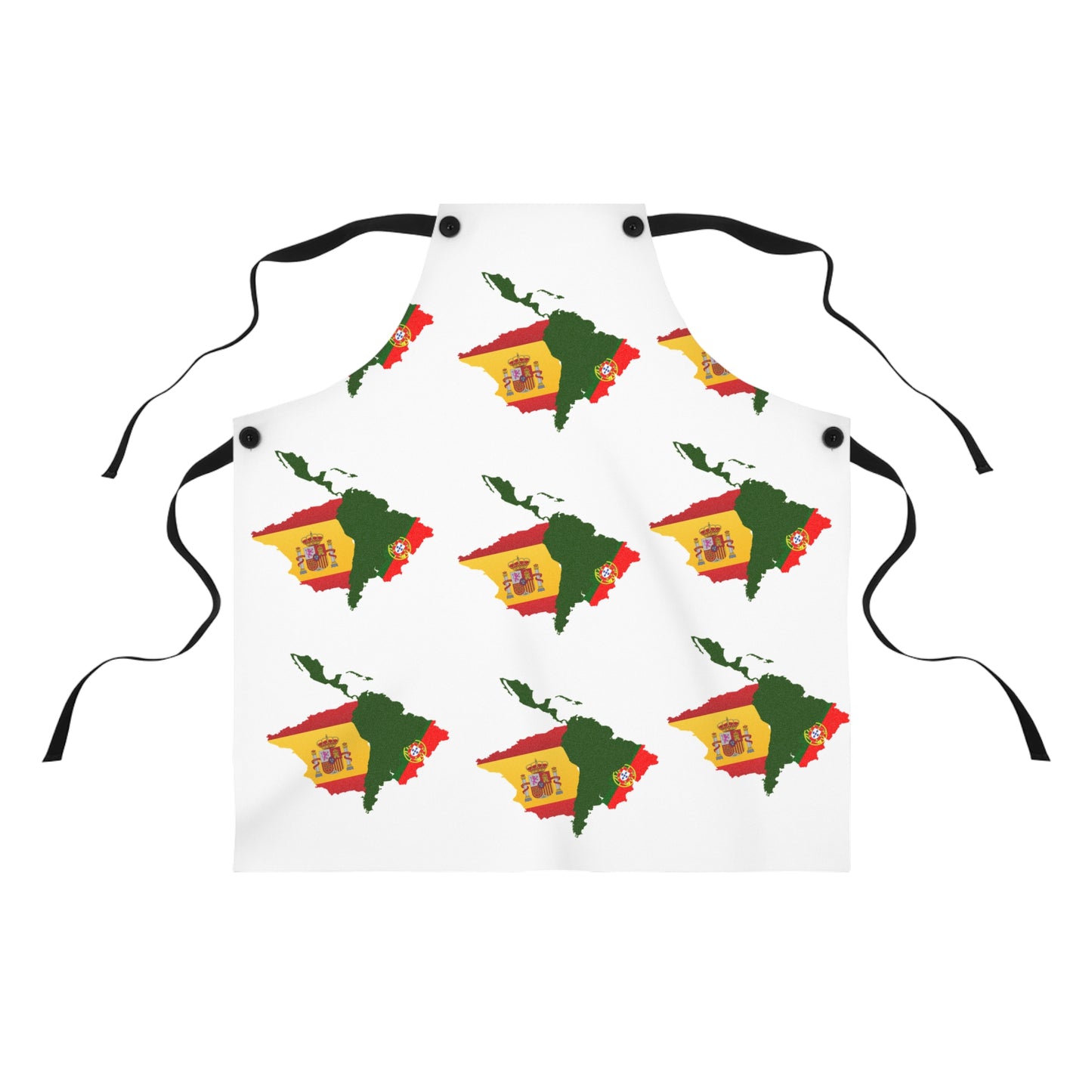 Vibrant Hispanic Chef Apron – Spain & Portugal Flag Design, Latin Heritage Kitchen Gift, Cultural Cooking Apron (USA)