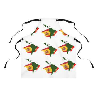 Vibrant Hispanic Chef Apron – Spain & Portugal Flag Design, Latin Heritage Kitchen Gift, Cultural Cooking Apron (USA)