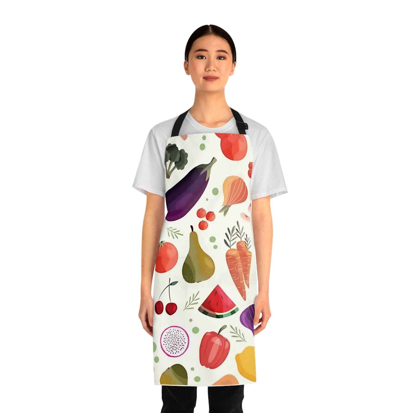 Vibrant Vegetable and Fruit Apron, Colorful Cooking Apron, Chef Gift, Kitchen Decor, Holiday Cooking Outfit, Foodie Gift