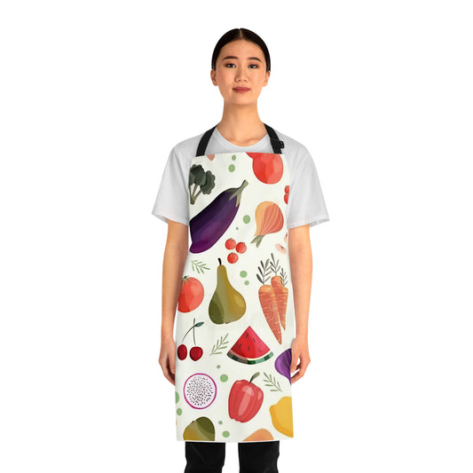Vibrant Vegetable and Fruit Apron, Colorful Cooking Apron, Chef Gift, Kitchen Decor, Holiday Cooking Outfit, Foodie Gift