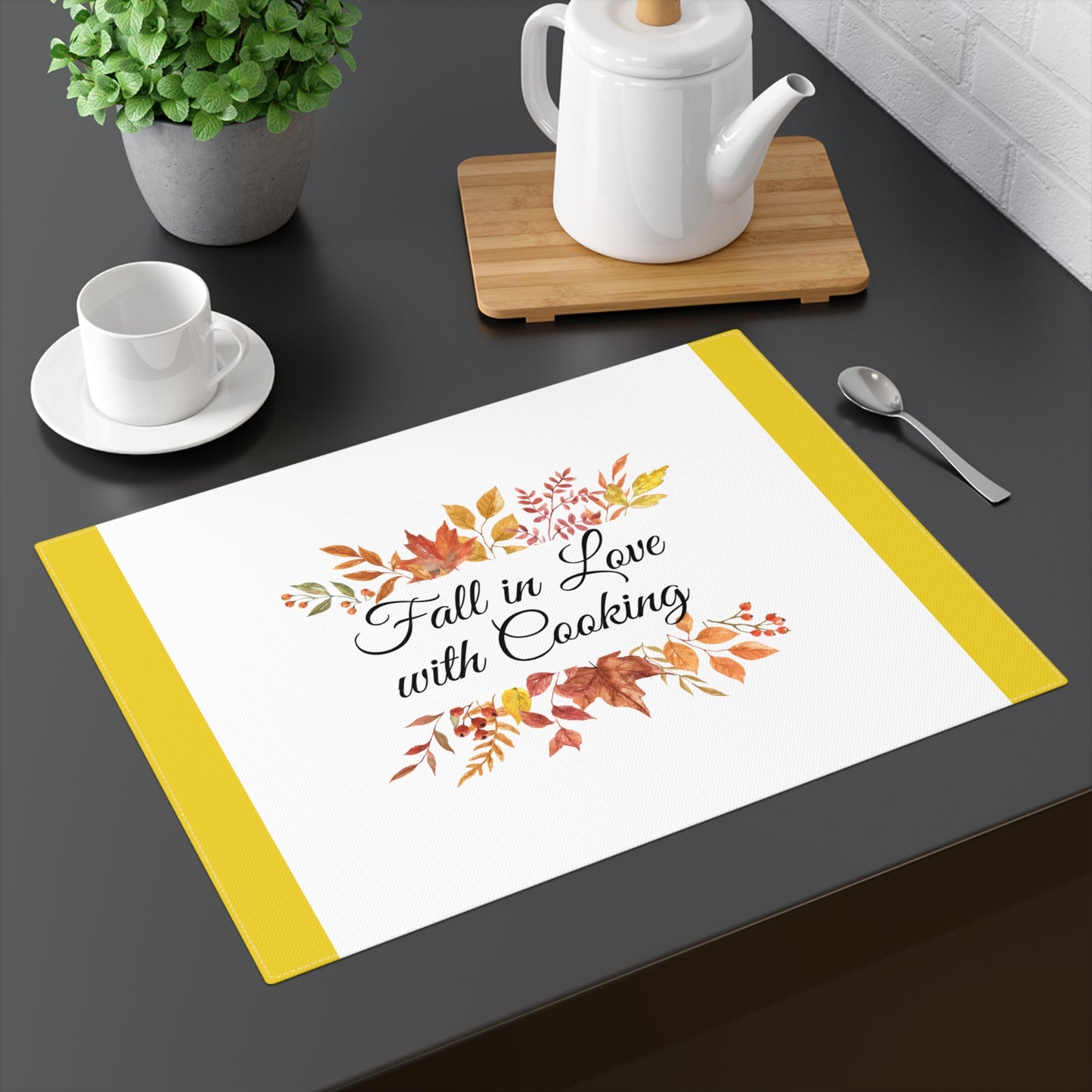 Fall in Love with Cooking Placemat — Autumn Kitchen Dining Décor