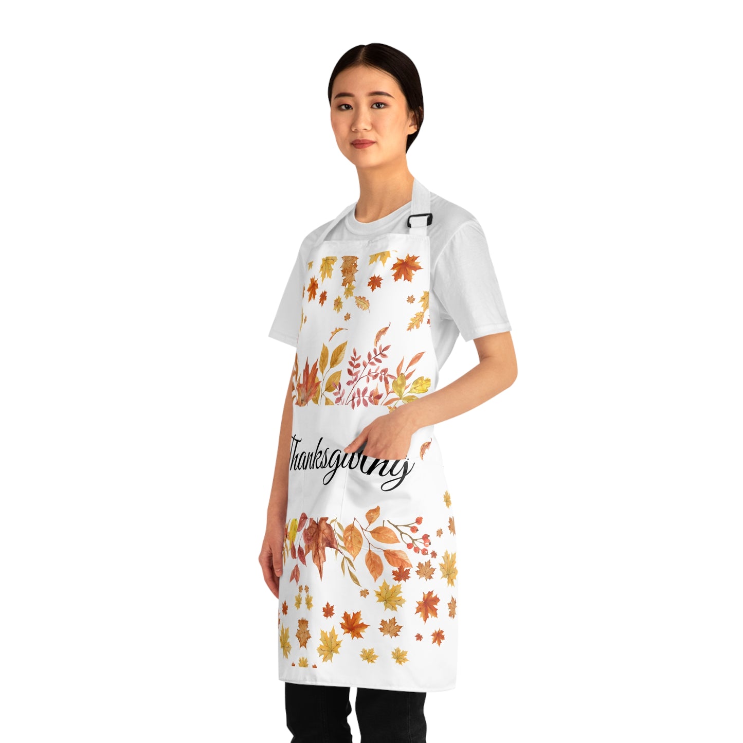 Thanksgiving Autumn Leaves Apron – Fall Kitchen Decor, Holiday Cooking Gift & Seasonal Harvest Design (USA)