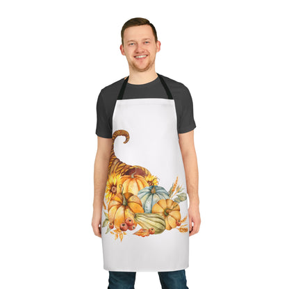 Cornucopia Fall Harvest Apron – Autumn Pumpkin & Sunflower Kitchen Decor, Thanksgiving Gift, Rustic Farmhouse Cooking Apron (USA)