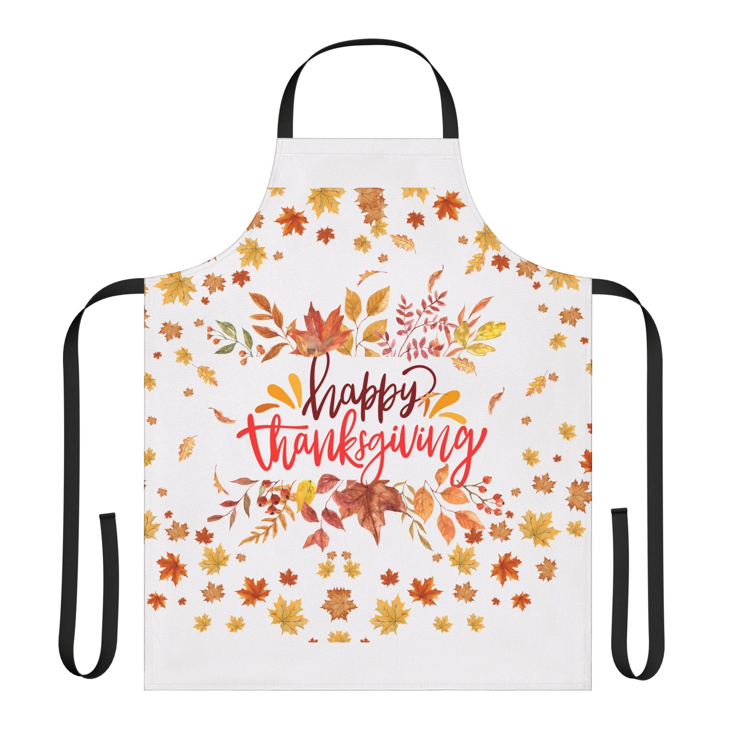 Happy Thanksgiving Apron – Fall Leaves Kitchen Decor, Autumn Holiday Gift, Seasonal Cooking & Baking Apron (USA)