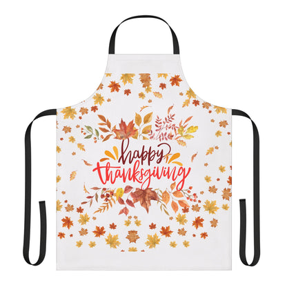 Happy Thanksgiving Apron – Fall Leaves Kitchen Decor, Autumn Holiday Gift, Seasonal Cooking & Baking Apron (USA)