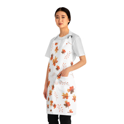 Autumn Fall Leaves Apron – Rustic Thanksgiving Kitchen Decor, Cozy Harvest Cooking Gift & Seasonal Fall Kitchenwear (USA)