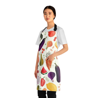 Vibrant Vegetable and Fruit Apron, Colorful Cooking Apron, Chef Gift, Kitchen Decor, Holiday Cooking Outfit, Foodie Gift