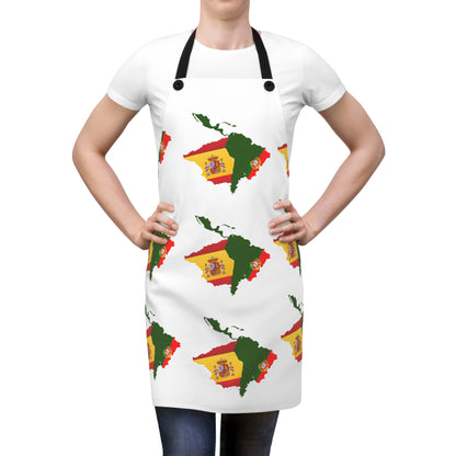 Vibrant Hispanic Chef Apron – Spain & Portugal Flag Design, Latin Heritage Kitchen Gift, Cultural Cooking Apron (USA)