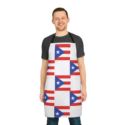 Puerto Rican Flag Apron with 5-Color Straps, Perfect for Cooking, Grilling, Gift for Him or Her, Holiday Celebrations