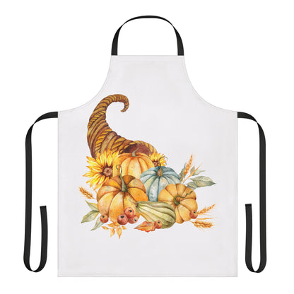 Cornucopia Fall Harvest Apron – Autumn Pumpkin & Sunflower Kitchen Decor, Thanksgiving Gift, Rustic Farmhouse Cooking Apron (USA)